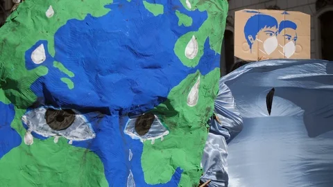 Demonstration due to Climate Change. Stock Footage 98270381