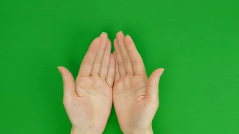 Demonstration of empty hands. Green screen, chroma key. Stock Footage 129008753
