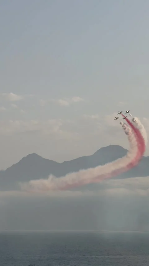 Demonstration flights from "Turkish stars" Stock Footage 307600655