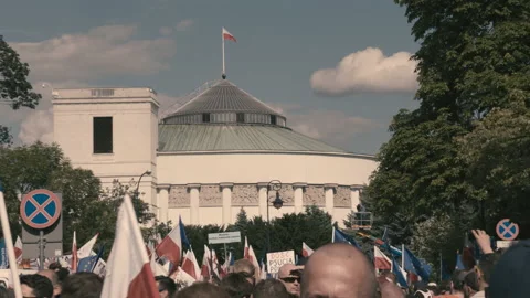 Demonstration in front of parliament Video stock 124822867