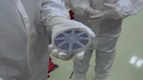 Demonstration Hich-Tech Radioactive Material by the Couple of Laboratory People Stock Footage 67456806