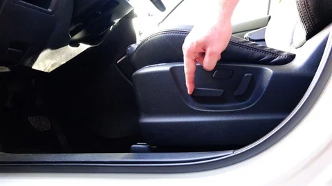 Demonstration of the horizontal adjustment of the driver's seat of the car Stock Footage 85372822