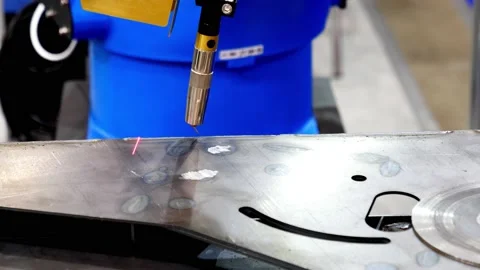 Demonstration of an industrial installation for laser welding of parts Stock Footage 197431815