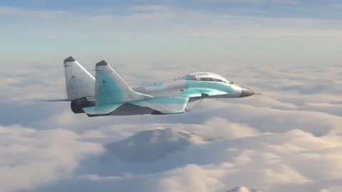 Demonstration of the jet fighter prototype. Stock Footage 156620304