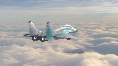 Demonstration of the jet fighter prototype. Stock Footage 157054974