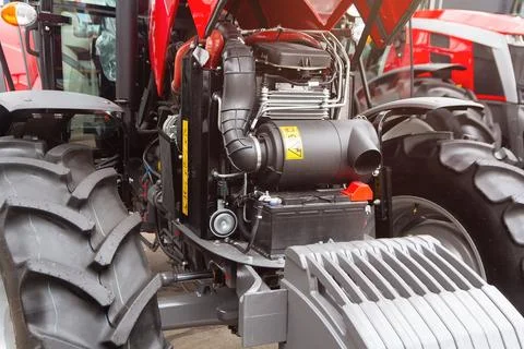 Demonstration of the new tractor engine Stock Photos