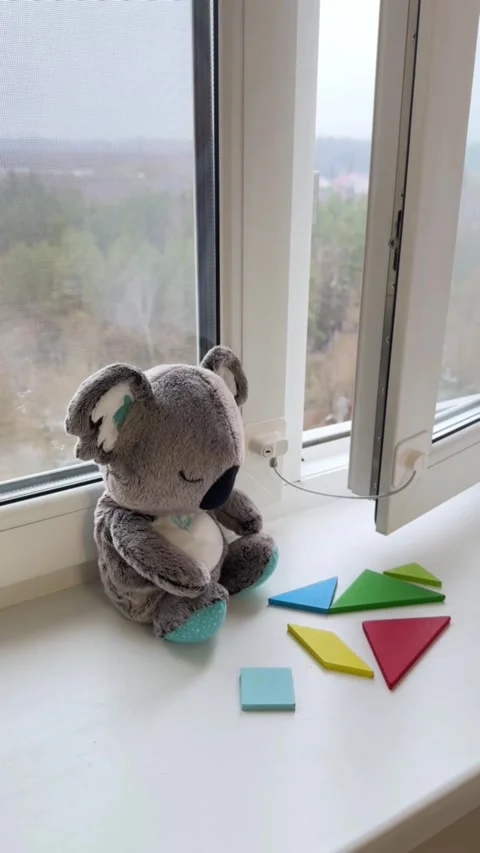 Demonstration of opening plastic window with child safety lock blocker Stock Footage 321757287