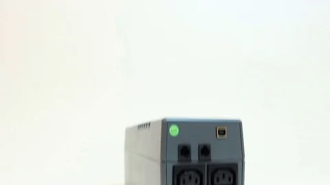 Demonstration of outdated UPS technology, old computer hardware exposition Stock Footage 82075033