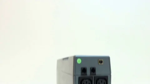 Demonstration of outdated UPS technology, old computer hardware exposition Stock Footage 82079211