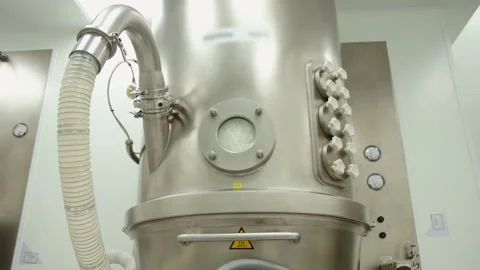 The demonstration of pharma equipment in the process of mixturing and Stock Footage 199685147