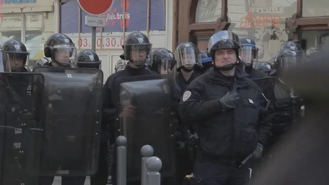 Demonstration with police Stock Footage 71818388