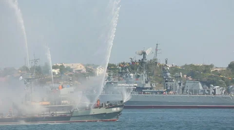 Demonstration of the possibilities of fire vessel Stock Footage 40486084