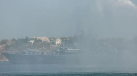 Demonstration of the possibilities of fire vessel Stock Footage 40486100