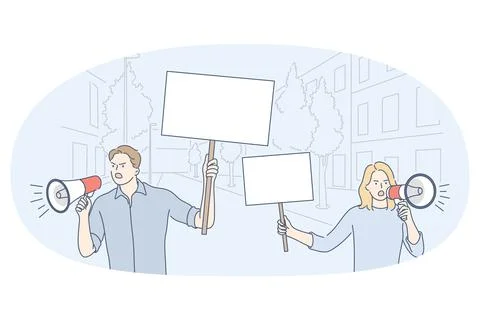 Demonstration, promotion, protest concept Illustrazione stock