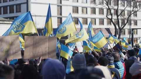 Demonstration, Protest Against The Russian War In Ukraine. Video stock 171107713