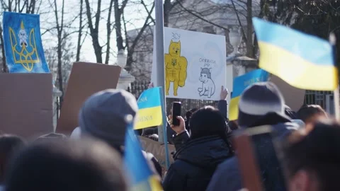 Demonstration, Protest Against The Russian War Invasion In Ukraine Stock Footage 171107807