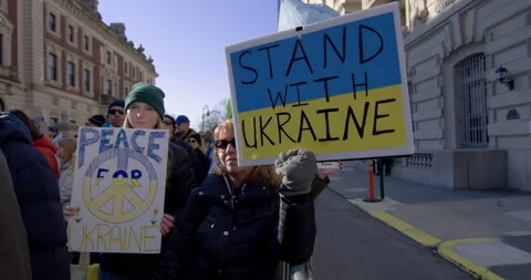 Demonstration, Protest Against The Russian War In Ukraine Stock Footage 171163970