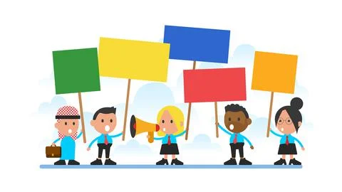 Demonstration, protest, meeting.  Stock Illustration