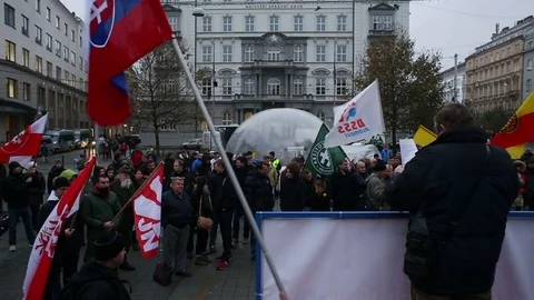 Demonstration of radical extremists, suppression of democracy, against the media Stock Footage 73064864