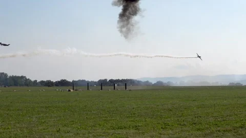 A demonstration of a retro aircraft from the Second World War Stock Footage 316895592