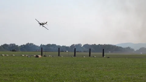 A demonstration of a retro aircraft from the Second World War Stock Footage 316896243