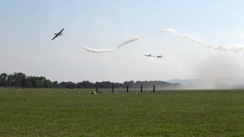 A demonstration of a retro aircraft from the Second World War Stock Footage 316896676