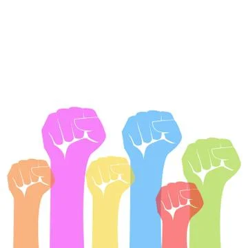 Demonstration, revolution, protest raised arm fist Stock Illustration