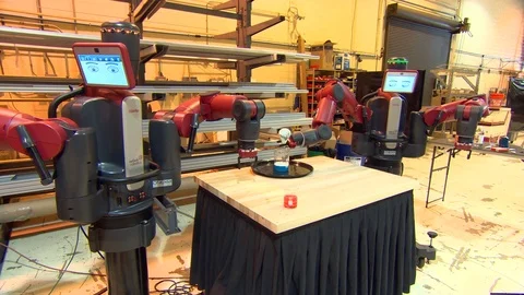 Demonstration of robotic abilities in laboratory environment Stock Footage 99052005