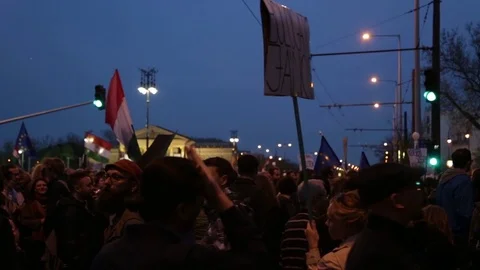 Demonstration signs at a protest Stock Footage 83491823