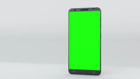 Demonstration of a smartphone with a green screen. Computer generated modern Illustrazione stock