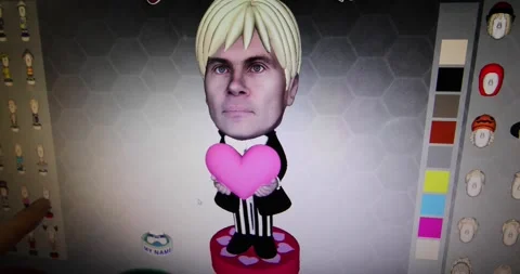 Demonstration of software of scanning and modeling face (face with MR) at Stock Footage 276362684