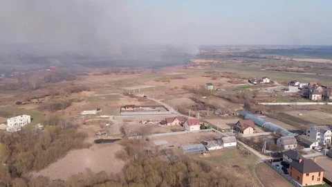 Demonstration of steppe fires from a height Stock Footage 127387847