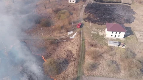 Demonstration of steppe fires from a height Stock Footage 127387928