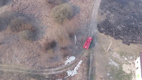 Demonstration of steppe fires from a height Stock Footage 127388028