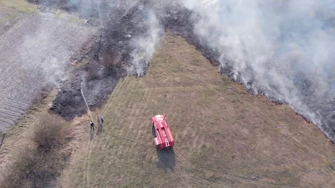 Demonstration of steppe fires from a height Stock Footage 127388278