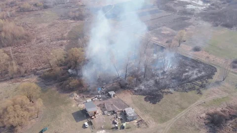 Demonstration of steppe fires from a height Stock Footage 127388502
