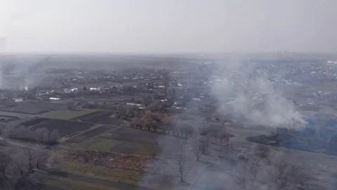 Demonstration of steppe fires from a height Stock Footage 127388551