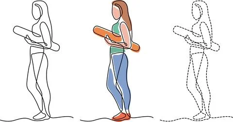 Demonstration of a stretching exercise for the upper back and shoulders Vecto 스톡 일러스트