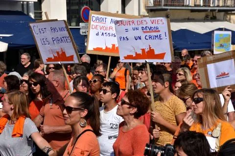 Demonstration in support to the Aquarius 库存照片