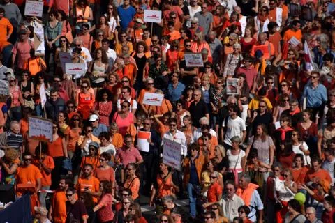 Demonstration in support to the Aquarius 库存照片