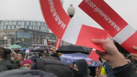 Demonstration in support of the leader of the Russian opposition Alexei Navalny Stock Footage 147260699