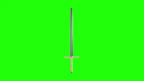 Demonstration of a sword with green background in a studio setting Stock Footage 292683000