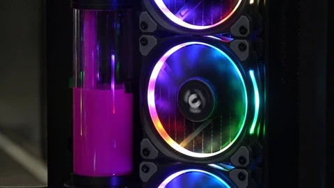 Demonstration of system motherboard computer unit on IGROMIR (Games World) and Stock Footage 81011616