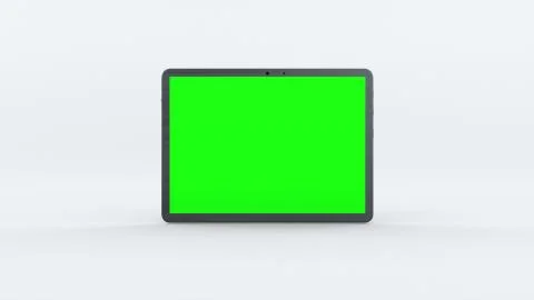 Demonstration of a tablet with green screen, computer generated. Touchscreen Illustrazione stock