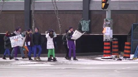 Demonstration walking down a street. Video stock 34665247