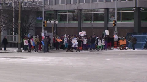 Demonstration walking down a street. Stock Footage 34665258