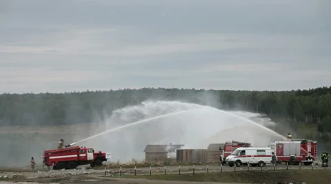 Demonstration of work of firemen Stock Footage 29659416
