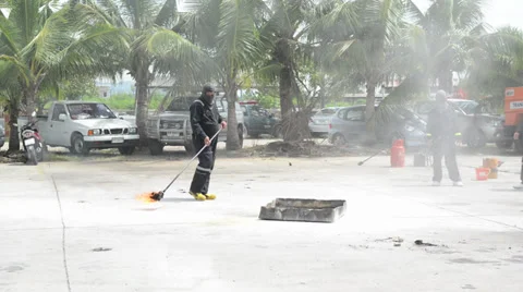 Demonstration of work of firemen at the  Provincial Electricity Authority Video stock 29045034