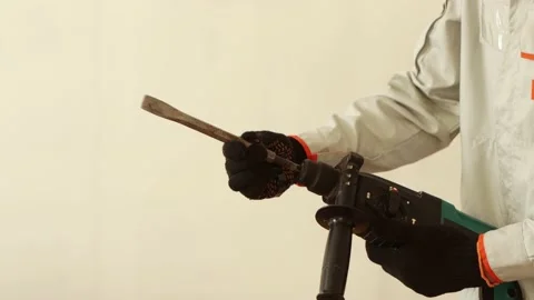 Demonstration of the work of the perforator. Close-up. Stock Footage 219947872