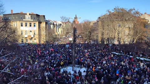 Demonstrations against right-wing extremism in Halle (Saale), germany Stock Footage 262157595